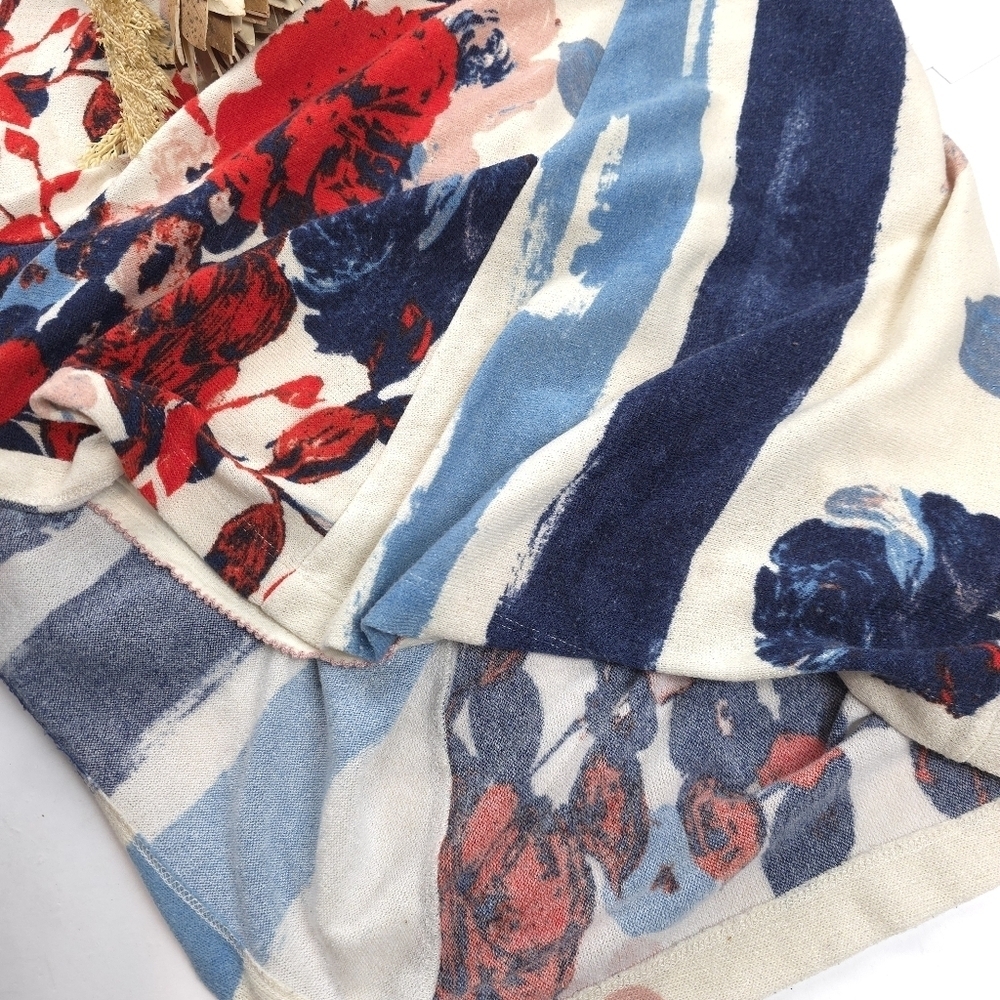 Maeve Anthropologie Blue Cream Floral Dress Sz L - Picture 7 of 13